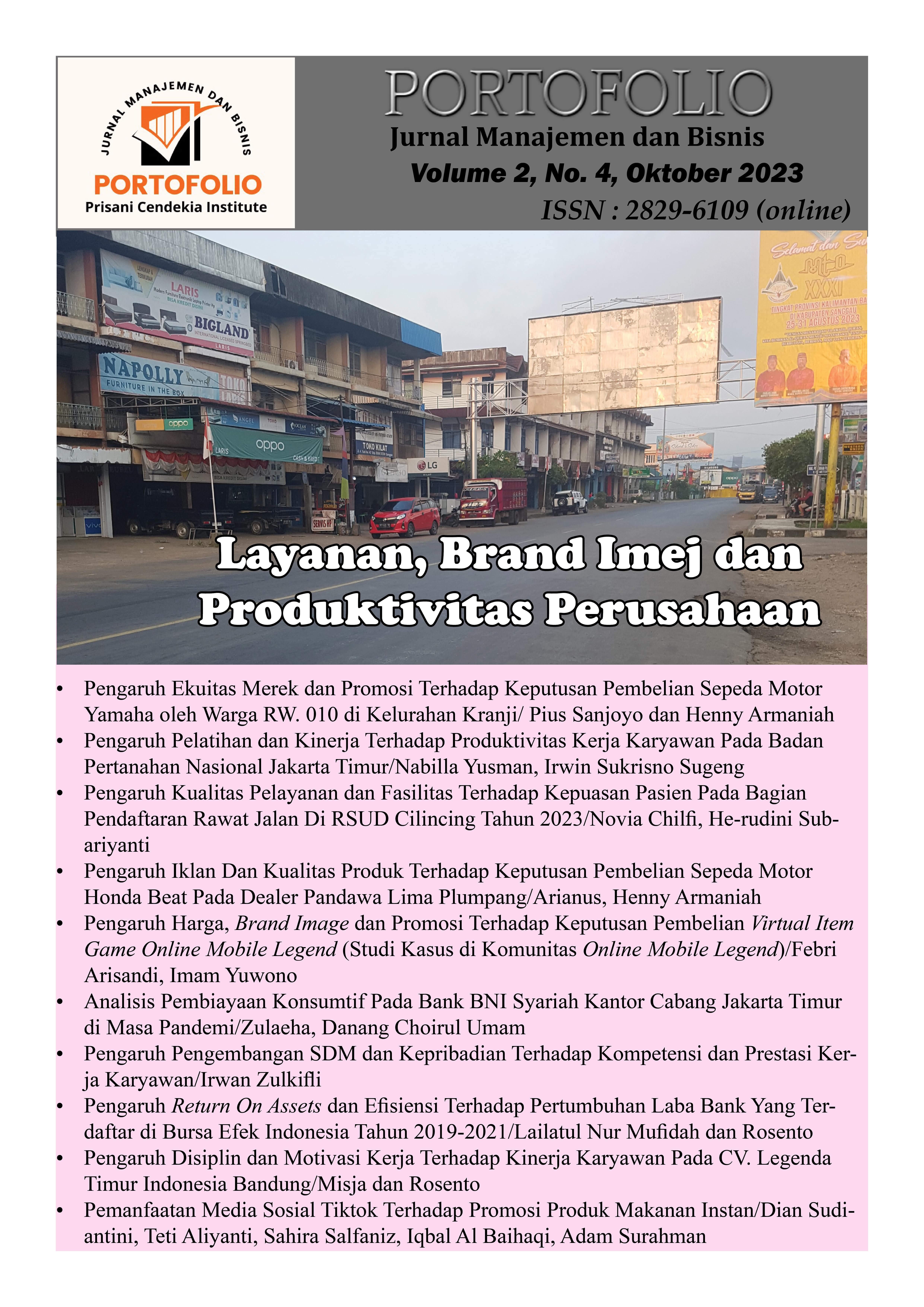 					View Vol. 2 No. 4 (2023): Layanan, Brand Imej dan Produktivitas Pada Perusahaan
				